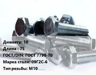 Болт 10х75 ГОСТ 7798-70 Сталь: 09Г2С-6 М10